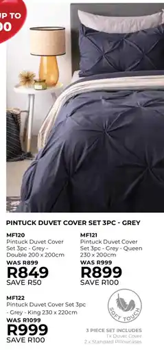 Table Charm Direct TC Pintuck Duvet Cover Set Grey offer