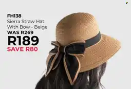 Table Charm Direct Sierra Straw Hat With Bow Beige offer