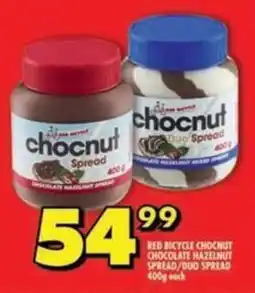 Shoprite Red bicycle chocnut chocolate hazelnut spread/ duo spread offer