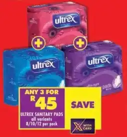 Shoprite Ultrex sanitary pads offer