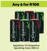 Game Appletiser Or Grapetiser Sparkling Juice-For Any 6 x 300ml offer