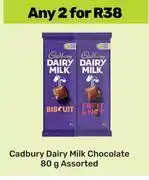 Game Cadbury Dairy Milk Chocolate-For Any 2 x 80g offer