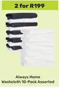 Game Always Home Washcloth 10 Pack Assorted-For 2 offer