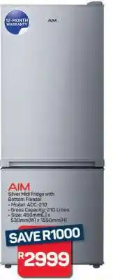Pick n Pay Hypermarket AIM Silver Midi Fridge with Bottom Freezer offer