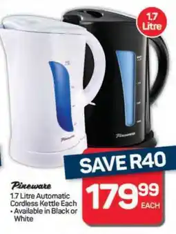 Pick n Pay Hypermarket Pineware 1.7 Litre Automatic Cordless Kettle offer