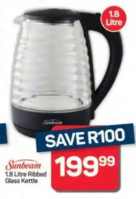 Pick n Pay Hypermarket Sunbeam 1.8 Litre Ribbed Glass Kettle offer