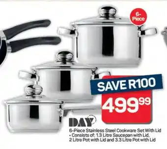 Pick n Pay Hypermarket 6- Piece Stainless Steel Cookware Set with Lid offer