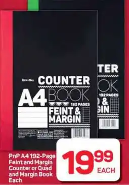 Pick n Pay Hypermarket PnP A4 192-Page Feint and Margin Counter or Quad and Margin Book offer