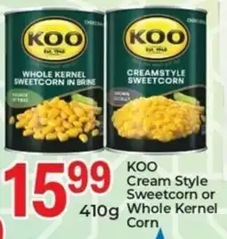 Elite Cash & Carry Koo Cream Style Sweetcorn or Whole Kernel offer