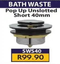 Laduma Hardware catalogue Pop Up Unslotted Bath Waste Short offer