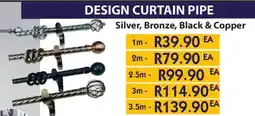 Laduma Hardware catalogue Design Curtain Pipe Silver, Bronze, Black & Copper offer