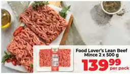 Food Lover's Market Food Lover's Lean Beef Mince 2 x 500 g offer