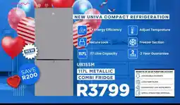 OK Furniture UB155M 117L Metallic Combi Fridge offer