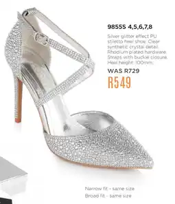 Honey Fashion Accessories Honey silver glitter effect pu stiletto heel shoe offer