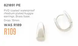 Honey Fashion Accessories Honey pvd coated waterproof rhodium plated huggie earrings offer