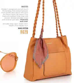 Honey Fashion Accessories Honey Mandarin orange textured soft touch PU handbag offer