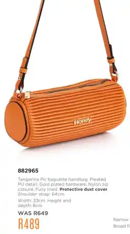 Honey Fashion Accessories Honey Tangerine PU baguette handbag offer
