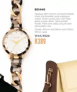 Honey Fashion Accessories Honey opaque demi brown and gold plated chain link bracelet style analogue watch offer