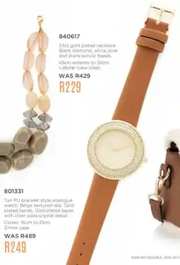 Honey Fashion Accessories Tan PU bracelet style analogue watch offer