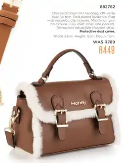 Honey Fashion Accessories Honey Chocolate brown PU handbag offer