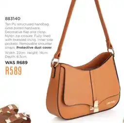 Honey Fashion Accessories Honey Tan PU structured handbag offer