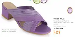 Honey Fashion Accessories Honey Purple textured PU and lavender faux suede block heel sandal offer