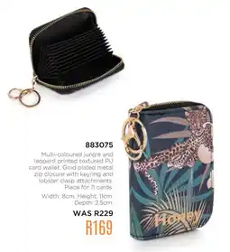 Honey Fashion Accessories Honey Multi-coloured jungle and leopard printed textured PU card wallet offer
