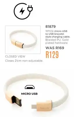 Honey Fashion Accessories Honey White micro-USB to USB bracelet style charging cable offer