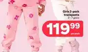 PEP Girls 2 Pack Track Pants 2-7 Years-Per Pack offer