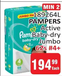 KitKat Cash and Carry PAMPERS Active Baby-dry Jumbo 62s #4+ offer