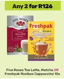 Game Five Roses Tea Latte, Matcha OR Freshpak Rooibos Cappuccino 10s offer