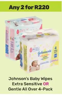 Game Johnson’s Baby Wipes Extra Sensitive OR Gentle All Over 4-Pack offer