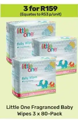 Game Little One Fragranced Baby Wipes 3 x 80 Pack offer