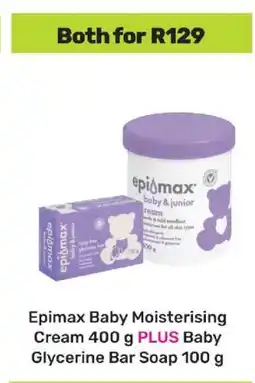 Game Epimax Baby Moisturising Cream 400 g PLUS Baby Glycerine Bar Soap 100 g offer