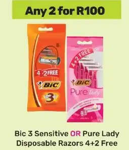 Game Bic 3 Sensitive OR Pure Lady Disposable Razors 4+2 Free offer