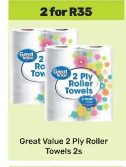 Game Great Value 2 Ply Roller Towels 2s offer