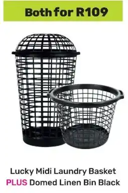 Game Lucky Midi Laundry Basket PLUS Domed Linen Bin Black offer