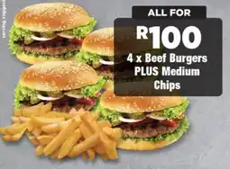 OK Foods Beef Burgers plus Medium Chips offer