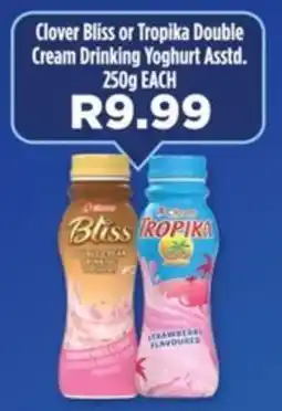 OK Foods Clover Bliss or Tropika Double Cream Drinking Yoghurt offer