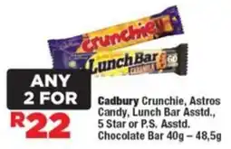 OK Foods Cadbury Crunchie, Astros Candy, Lunch Bar, 5 Star or P.S. Chocolate Bar offer