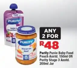 OK Foods Purity Purée Baby Food Pouch OR Purity Stage 3 Jar offer