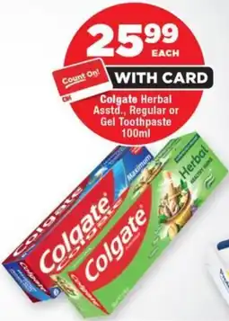 OK Foods Colgate Herbal, Regular or Gel Toothpaste offer