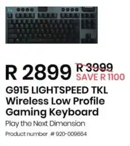 Computer Mania Logitech G915 Lightspeed TKL Wireless Low Profile Gaming Keyboard offer