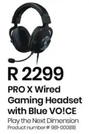 Computer Mania Logitech Pro X Wired Gaming Headset with Blue Voice offer