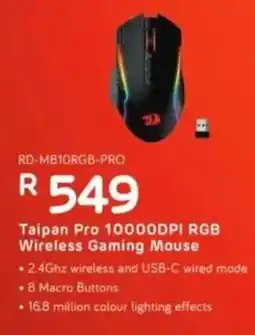 Computer Mania Redragon Taipan Pro 10000DPI RGB Wireless Gaming Mouse offer