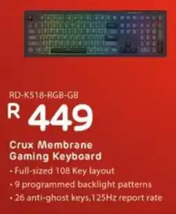 Computer Mania Redragon Crux Membrane Gaming Keyboard offer