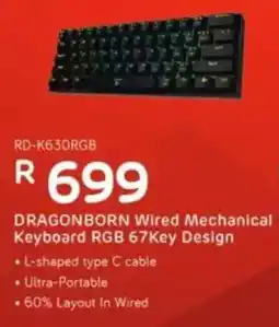Computer Mania Redragon Wired Mechanical Keyboard RGB 67Key Design offer