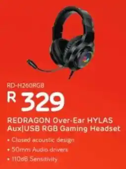 Computer Mania RedragonOver-Ear Hylas Aux/ USB RGB Gaming Headset offer