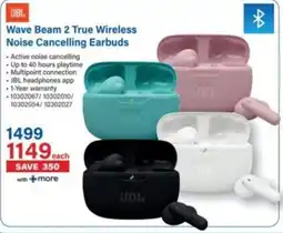Incredible Connection JBL Wave Beam 2 True Wireless Noise Cancelling Earbuds offer