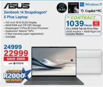 Incredible Connection ASUS Zenbook 14 Snapdragon X Plus Laptop offer